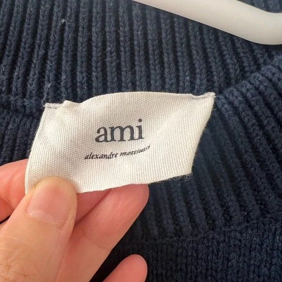 AMI Navy Sweater with Red Heart Logo- S size